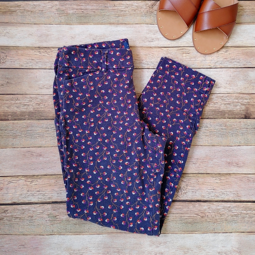 Navy Floral Ankle Crop Pixie Pants